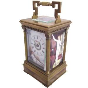  Antique Artistic Copper Leather Carriage Mantle Clock 