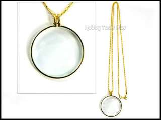 5x Jewelers Gold Loupe Pendant Magnifier w/ Chain  