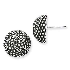  Sterling Silver Antique Button Post Earrings Jewelry