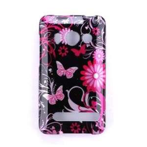HTC Sprint Evo 4G Pink Butterfly Hard Case Phone Cover  