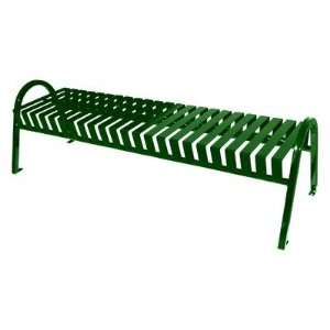   Foot Curved Slatted Metal Backless Bench Color Green 