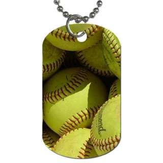 Softball Baseball Sports Balls Dog Tag Necklace  