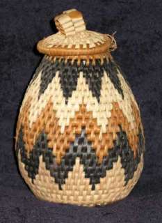 Charming Zig Zag African Zulu Herb Storage Basket  
