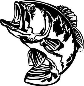 Bass Fishing Fish Decal /Sticker  You Pick Color  