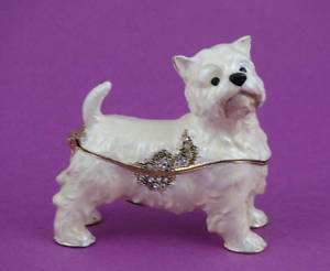 Bejeweled Dog Trinket Box  West Highland Terrier Westie  