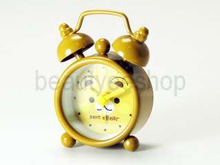   Super Cute Mini Gentle Bear Antique Style Alarm Clock Ring Bell Yellow
