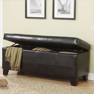 Modus Upholstered Milano Blanket Storage Bench Black Leatherette 