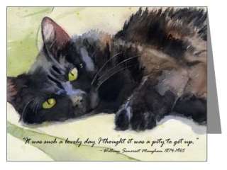 Funny Cute Greeting Card Black Cat Painting Art  