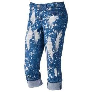 Vigoss Cuffed Bleach Splatter Distressed Blue Jeans  