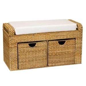  Banana Leaf Storage Seat with Cushion and 2 Drawers Patio 