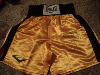 Thomas Hitman Hearns Signed Everlast Boxing trunks with proof  