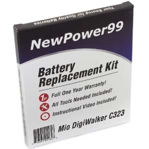  Battery Replacement Kit for Mitac Mio DigiWalker C323 with 