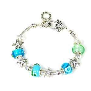    Pandora Style Blue Bead Sealife Charm Bracelet 