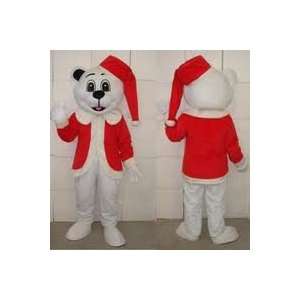  White Bear Christmas Adult Mascot Costume 