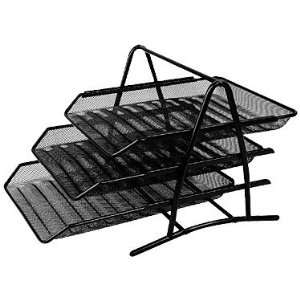   3 Tier Steel Mesh Document Letter Tray (Black): Office Products
