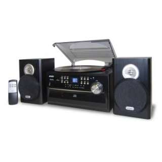 Jensen 3 Speed Stereo Turntable Cassette CD Shelf System  