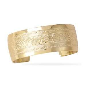   Gold Plated Brass Floral Cuff Bracelet: West Coast Jewelry: Jewelry