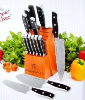 New Kitchen Knives Wolfgang Puck 15 Piece Cutlery Set Wood Block 