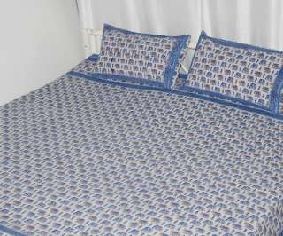 Block Print Double Chenille Bedspread Throw Vintage Indian Bed Sheet 