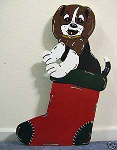Beagle Puppy Christmas Stocking Yard Art Decoration  