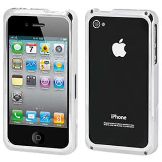 SILVER STAINLESS STEEL CHROME BUMPER SHIELD CASE COVER APPLE IPHONE 4 