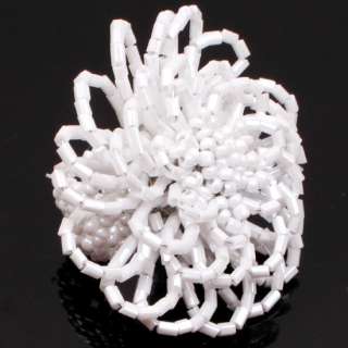 Handmade White Chrysanthemum Flower Stretchy Ring 1pcs  