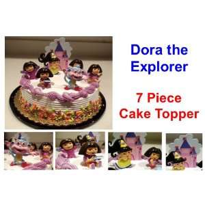   Birthday Cake Topper Set with Figures and Princess Dora Castle: Toys