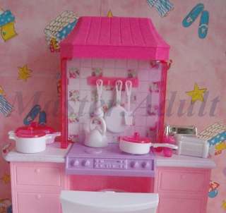 Compact Kitchen Set for Barbie 30+pcs playful accessories 