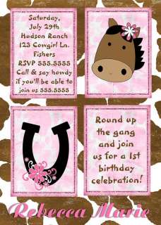 Cowgirl Horse Rodeo Birthday Baby Shower Invitation  