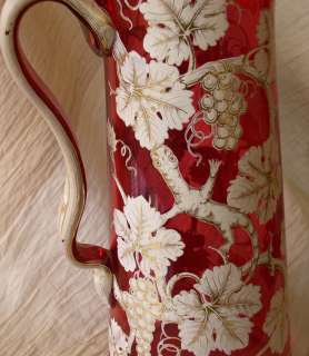   1840s/50s Gold Over White Hand Painted CRANBERRY Glass PITCHER  