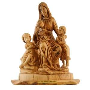  Jesus with Children olive wood Statue   Museum quality 
