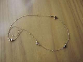 Horizontal Sideways Gold Silver Cross Chain Necklace with Cubic  
