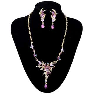   Jewelry Set,Swarovski Crystal Flora Drop Necklace & Earrings  