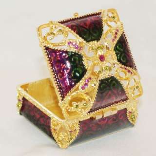 Vintage Phone Rhinestone Crystal Trinket Jewelry Box  