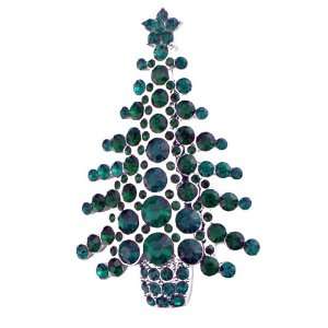   Crystal Christmas Gift Emerald Christmas Tree Pin Brooch Jewelry
