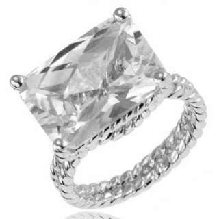   5Ct Emerald Cut CZ Cubic Zirconia Sterling Silver Wedding Ring  