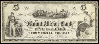 MOUNT ALLISON BANK COMMERCIAL COLLEGE CURRENCY  
