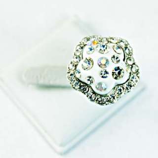 r066 Cute 18K GP Diamante CZ Zircon Finger Cocktail Ring Jewelry Size 