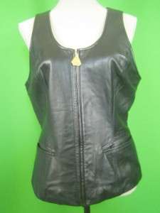 DANA BUCHMAN Black Lamb Leather NEW Front Zip Designer Vest 8  