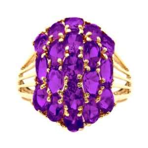  Oval Gemstone Cluster Cocktail Ring Amethyst, size5 diViene Jewelry