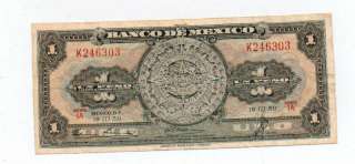 El Banco De Mexico Un Peso 1959 IA Series  