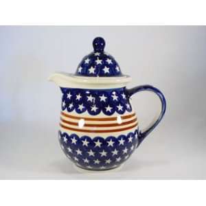  Polish Pottery Coffee Pot Stars Stripes z1066 81
