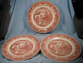 Lot of 3 RED WILLOW DINNER PLATES Royal China AS IS (O)  