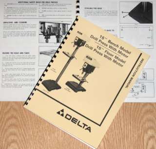 DELTA 15 Drill Press 15 090 15 091 Part Manual  