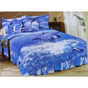  Paradise Dolphin Design 7pc. Bed set/Seaworld comforter 