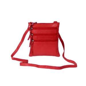  Red Leather Crossbody Bag/ Purse with Multiple Pockets 