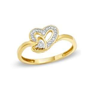  Diamond Accent Double Heart Ring in Sterling Silver with 