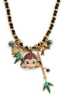 Betsey Johnson Asian Jungle Monkey Charm Necklace  