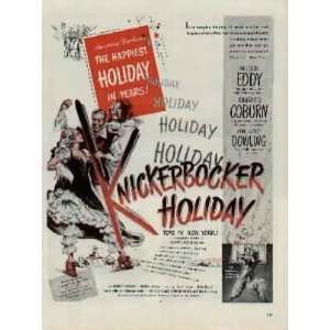  Ad, KNICKERBOCKER HOLIDAY, starring Nelson Eddy, Charles Coburn 