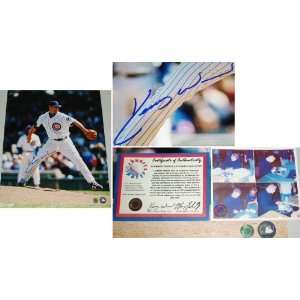  Kerry Wood Signed Cubs Action 16x20